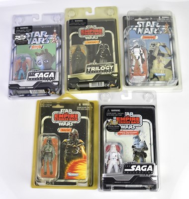 Lot 4600 - STAR WARS; a group of five reproduction card...