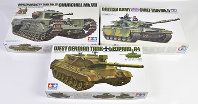 Lot 4486 - TAMIYA; a West German tank, Leopard A4, a...