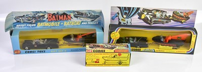Lot 4643 - BATMAN; two reproduction Corgi Batmobile and...