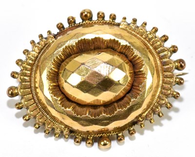 Lot 1454 - A yellow metal mourning brooch, with domed...