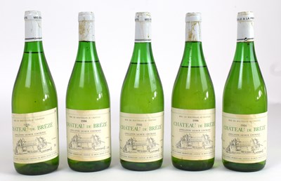 Lot 4292 - WHITE WINE; five bottles Château de Breze 1986,...