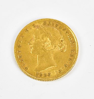 Lot 2540 - A Victorian 'Australia' full sovereign, 1866,...