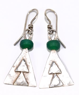 Lot 1486 - GUY ROYLE; a pair of white metal and green...