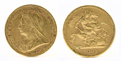 Lot 1881 - A Victoria half sovereign, 1893, old head.