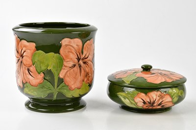 Lot 1224 - MOORCROFT; a jardinière in the 'Coral Hibiscus'...