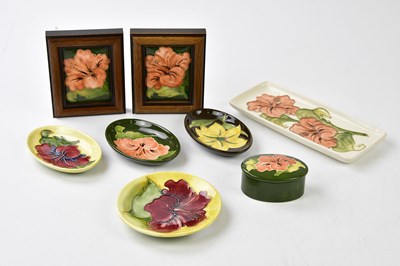Lot 1221 - MOORCROFT; five pin dishes in the 'Coral...