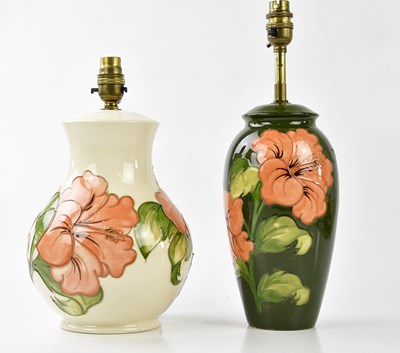 Lot 1226 - MOORCROFT; two table lamps in the 'Coral...