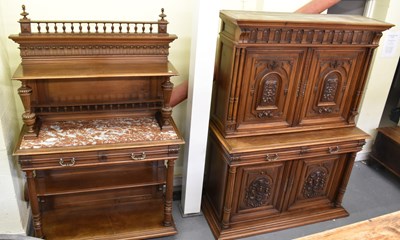Lot 4 - A large 19th century continental carved walnut...