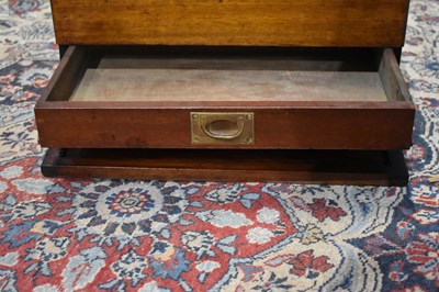 Lot 17 - A 19th century teak campaign lidded box, with...