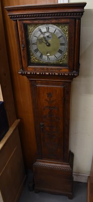 Lot 155 - An early 20th century oak cased longcase clock,...
