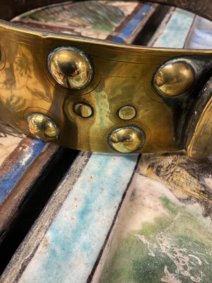 Lot 318 - A 19th century brass dog collar with studded...