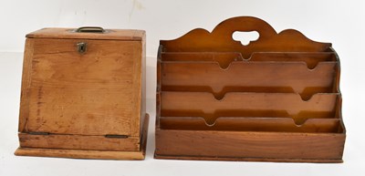 Lot 322 - A 19th century pine stationery box, with...