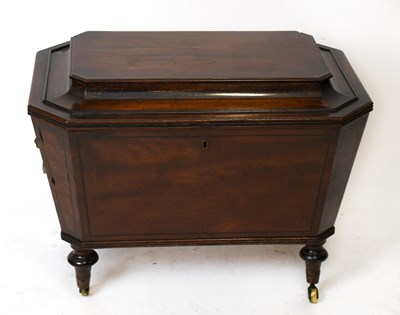 Lot 1521 - A late George III mahogany and ebony line...