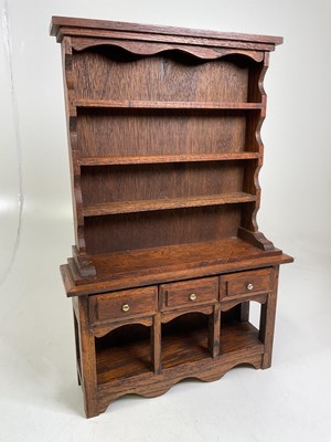 Lot 551 - A miniature handmade Welsh dresser, height 61cm.