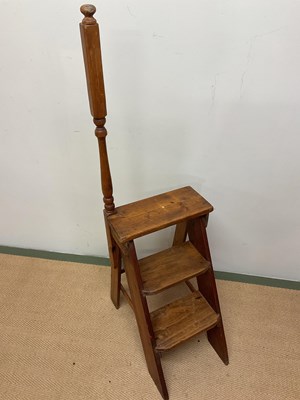 Lot 524 - A set of pine library steps, height to top...