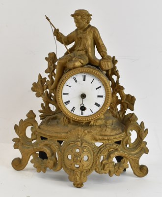 Lot 163 - A late 19th century French ormolu mantel clock...