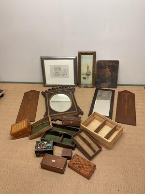 Lot 528 - An assortment of wooden boxes and mirrors,...