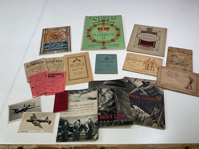 Lot 166 - A collection WWII ephemera including ration...
