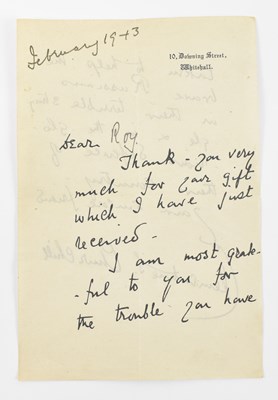 Lot 399 - A signed letter from Clementine Churchill on...