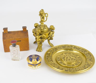Lot 317 - Mixed collectables including a brass desk...