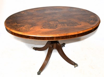 Lot 1618 - A Victorian inlaid walnut oval loo table, with...