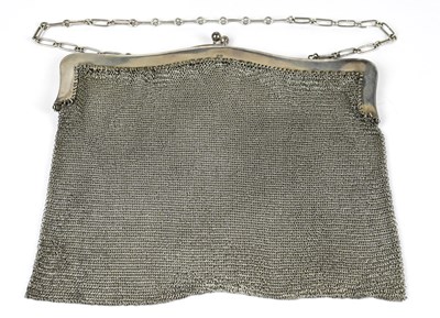 Lot 2172 - A lady's large Continental silver mesh evening...