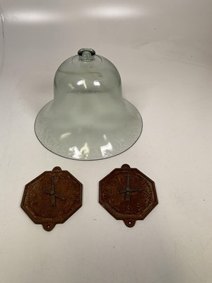 Lot 455 - A vintage glass bell cloche, height 28cm and a...