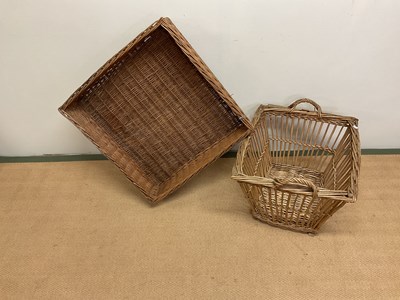 Lot 504 - A large wicker square basket, width 69cm,...