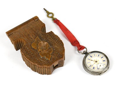 Lot 1829 - A Continental silver key wind fob watch, the...