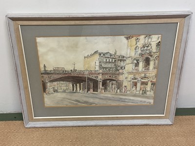 Lot 145 - JOHN LINFIELD; watercolour, 'Holborn Viaduct',...