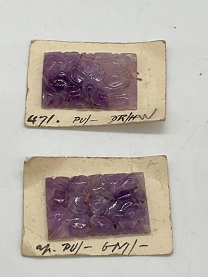 Lot 327 - An unusual pair of floral carved amethyst...