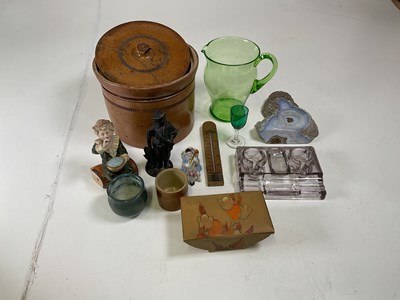 Lot 220 - A box of miscellaneous metal, glass and...