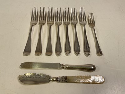 Lot 290 - A group of eight hallmarked silver small forks,...
