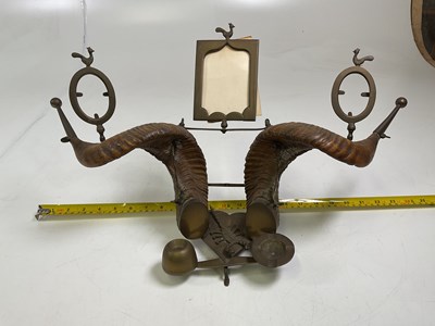 Lot 26 - An Arts and Crafts ram's horn desktop tidy...