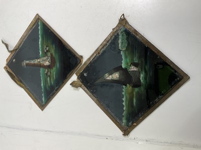 Lot 252 - Two painted pieces of glass, maritime scenes,...