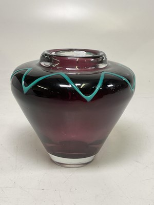 Lot 247 - TONY KUEPFER; a purple art glass vase, height...