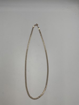 Lot 338 - A 9ct yellow gold flat link chain, length 48cm,...
