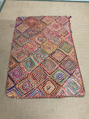 Lot 433 - A stitched and braided rag rug, 184 x 128cm.