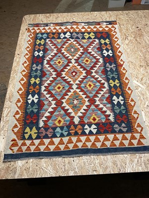 Lot 414 - A Chobi Kilim rug, 151 x 102cm.