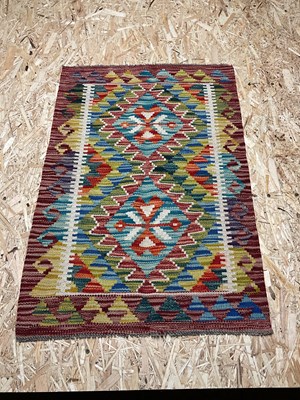 Lot 428 - A Chobi Kilim rug, 88 x 62cm.