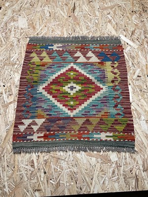 Lot 432 - A Chobi Kilim rug, 45 x 50cm.