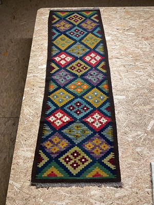 Lot 419 - A Maimana Kilim runner, 203 x 65cm.