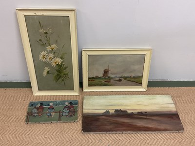 Lot 162 - UNATTRIBUTED; oil on canvas, countryside scene...