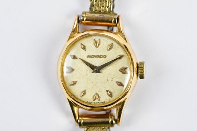 Lot 627 - MOVADO; a lady's 18ct gold cased wristwatch,...