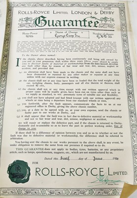 Lot 455 - ROLLS ROYCE INTEREST; a signed guarantee...