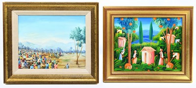 Lot 1293 - A SIREL; oil on canvas, figures in landscape...