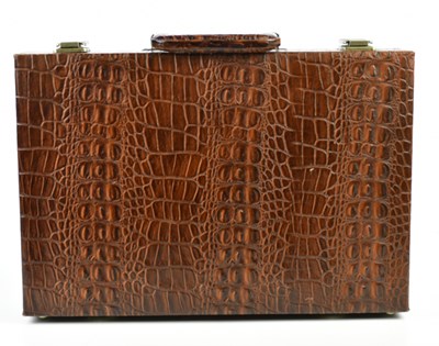 Lot 768 - A vintage brown crocodile skin briefcase,...