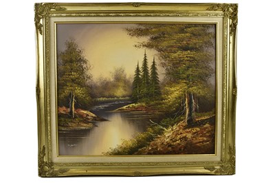 Lot 1531 - D JACKSON; oil on canvas, river scene, signed...