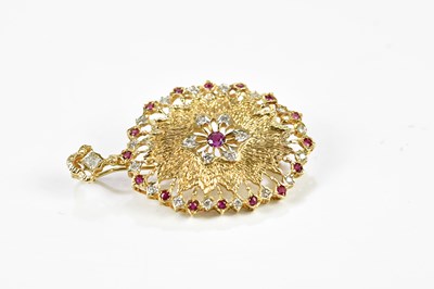 Lot 328 - A yellow metal diamond and ruby combination...