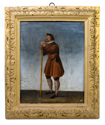 Lot 1263 - A 19th century oil on panel, male figure...